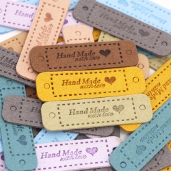 cedulka HANDMADE WITHLOVE - ovál - 1,5x5,5 cm - světle fialková