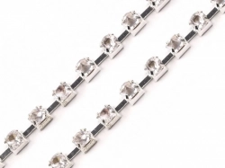 Štrasový prýmek / borta 2,9 mm - crystal stříbrná