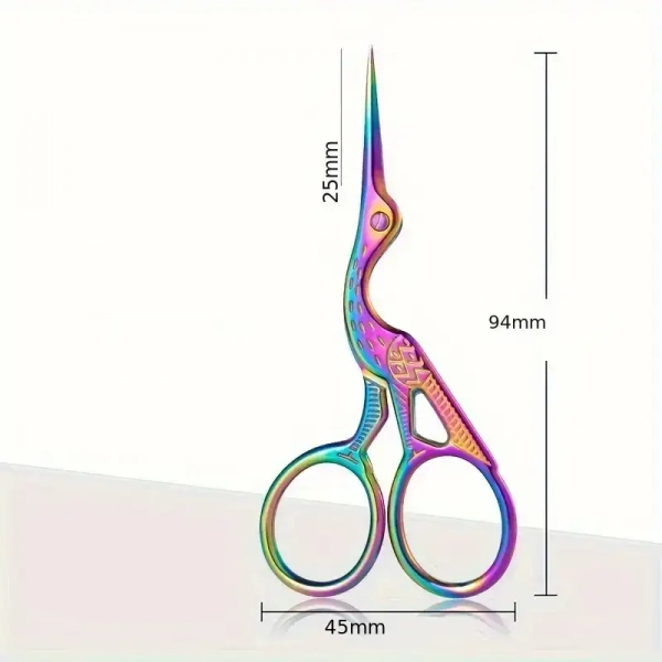 Nůžky vyšívací čáp délka 9,4 cm - barevné
