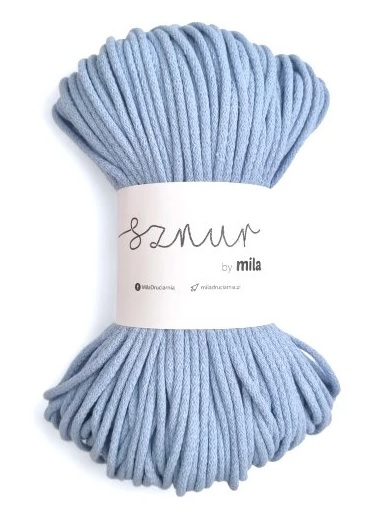 Bavlněná šnůra MILA 3 mm - modrá světlá