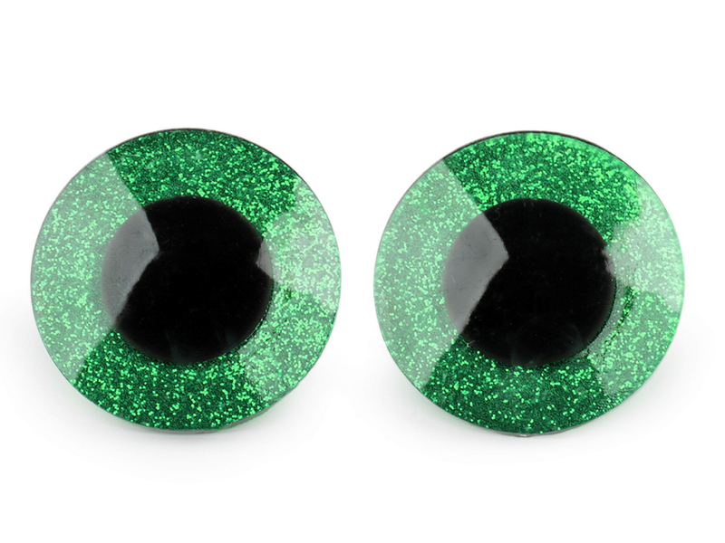 Glitrové (třpytivé) oči Ø 40 mm - zelená